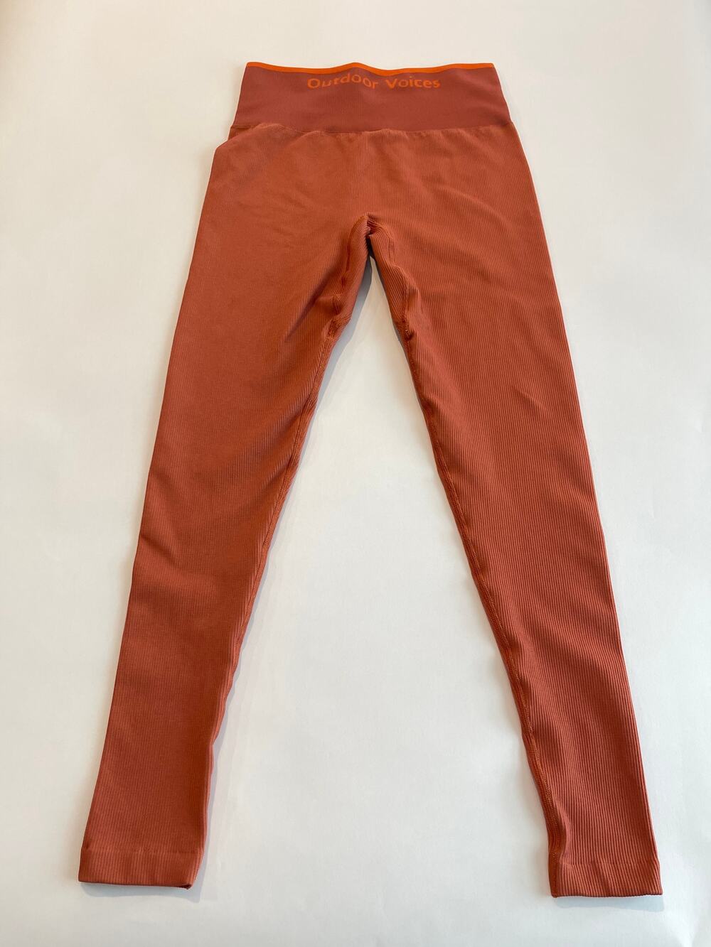 Outdoor Voices Ribbed Seamless Athletic Leggings Orange Size Small